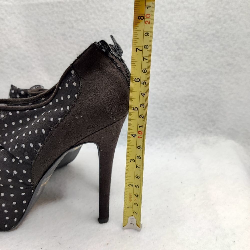 Pinup Rockabilly Polka Dot Ruffle Peep Toe Platform Stiletto Heels Womens Sz 7.5 - Picture 13 of 14